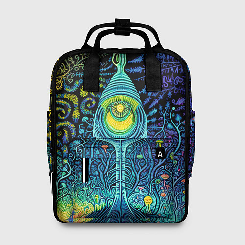Женский рюкзак Психоделика разноцветная - нейронная сеть / 3D-принт – фото 1