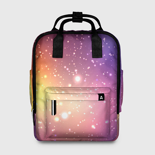 Женский рюкзак Желто фиолетовое свечение и звезды / 3D-принт – фото 1
