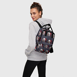 Рюкзак женский Череп в сердечках паттерн, цвет: 3D-принт — фото 2