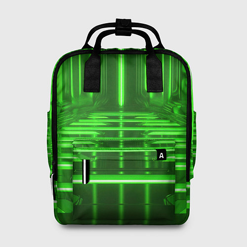Женский рюкзак Зеленые световые объекты / 3D-принт – фото 1