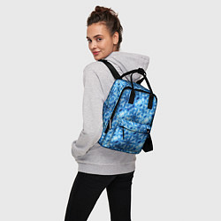 Рюкзак женский Светящиеся голубые цветочки, цвет: 3D-принт — фото 2