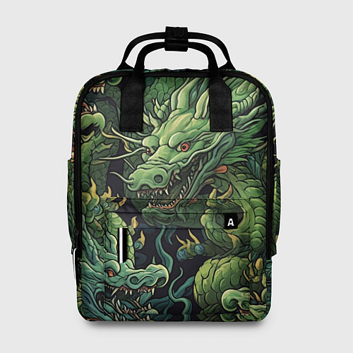 Женский рюкзак Зеленые драконы: арт нейросети / 3D-принт – фото 1