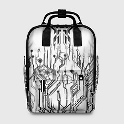 Рюкзак женский ЧБ Киберпанк-Модерн, цвет: 3D-принт