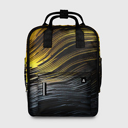 Рюкзак женский Золотистые волны на черном, цвет: 3D-принт