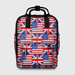 Рюкзак женский Флаги США и Англии, цвет: 3D-принт