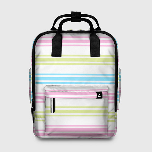 Женский рюкзак Розовые и бирюзовые полосы на белом / 3D-принт – фото 1
