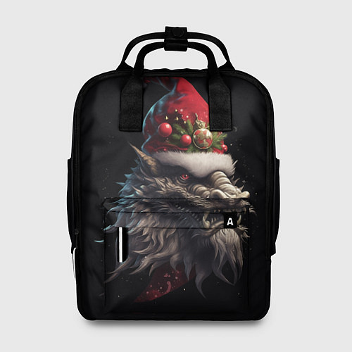 Женский рюкзак Дракон в шапке Санта Клауса: арт нейросети / 3D-принт – фото 1