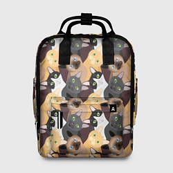 Рюкзак женский Черные, рыжие, сиамские, серые кошки, цвет: 3D-принт