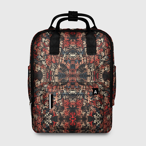 Женский рюкзак Красные иероглифы на черном фоне / 3D-принт – фото 1