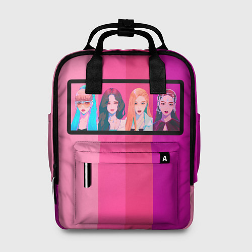 Женский рюкзак Группа Black pink на фоне оттенков розового / 3D-принт – фото 1