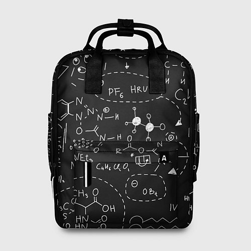 Женский рюкзак Химические формулы на чёрном / 3D-принт – фото 1