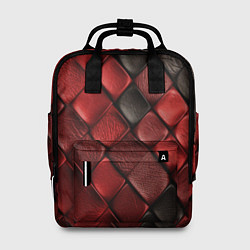 Рюкзак женский Кожаная красно черная текстура, цвет: 3D-принт
