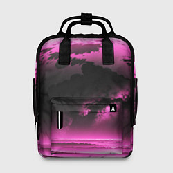 Рюкзак женский Сай фай пейзаж в черно розовых тонах, цвет: 3D-принт