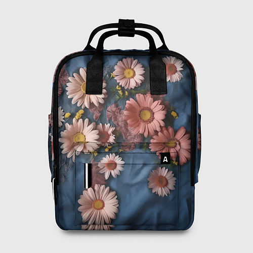 Женский рюкзак Хризантемы на джинсе / 3D-принт – фото 1