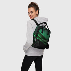 Рюкзак женский Черно зеленые полосы, цвет: 3D-принт — фото 2