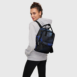 Рюкзак женский Черная и голубая текстура, цвет: 3D-принт — фото 2