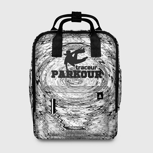 Женский рюкзак Parkour черно белый абстрактный узор / 3D-принт – фото 1