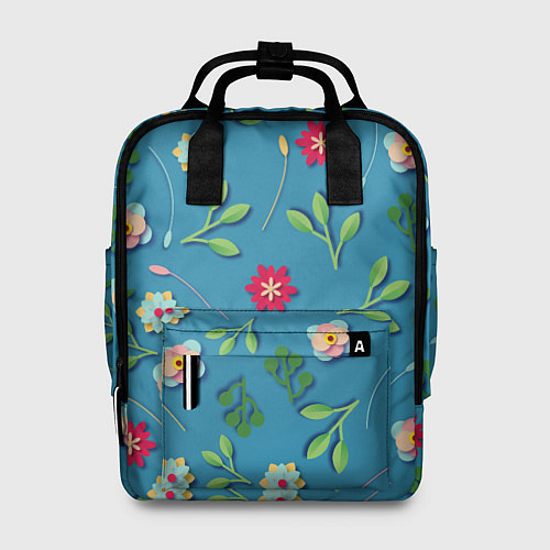 Женский рюкзак Цветы и зеленые веточки / 3D-принт – фото 1