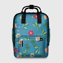 Рюкзак женский Цветы и зеленые веточки, цвет: 3D-принт