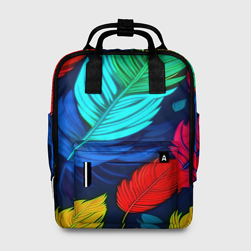 Женский рюкзак Яркие перья / 3D-принт – фото 1