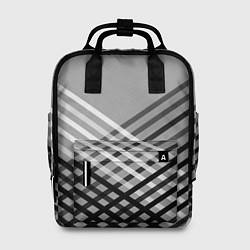 Рюкзак женский Косые черно-белые полосы на сером, цвет: 3D-принт