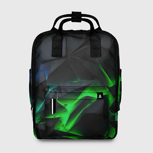 Женский рюкзак Зеленый и синий неон / 3D-принт – фото 1