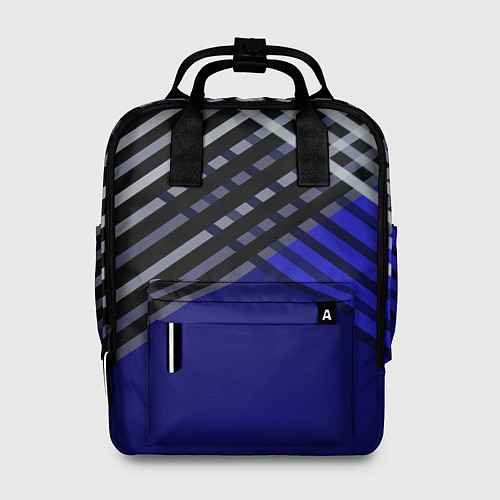 Женский рюкзак Белые и серые полосы на синем фоне / 3D-принт – фото 1