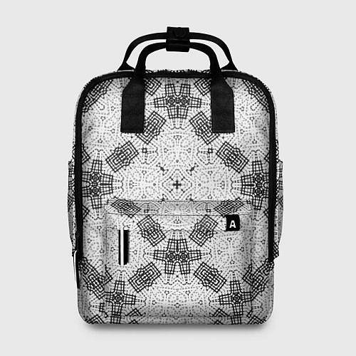 Женский рюкзак Черно-белый ажурный кружевной узор Геометрия / 3D-принт – фото 1