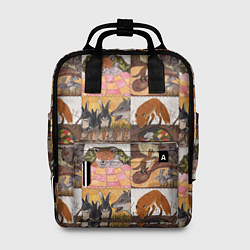 Рюкзак женский Коллаж из рисунков с лисой, цвет: 3D-принт