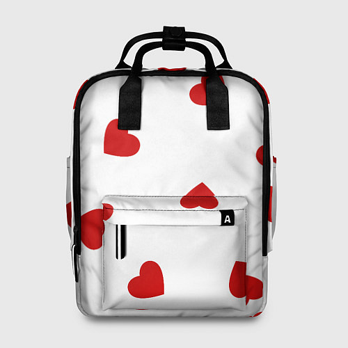 Женский рюкзак Красные сердечки на белом / 3D-принт – фото 1