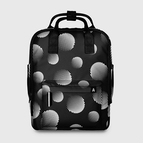 Женский рюкзак Шары в полоску на черном фоне / 3D-принт – фото 1