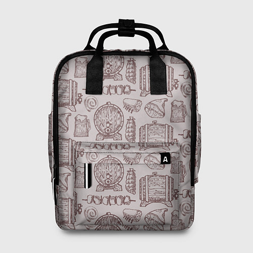 Женский рюкзак Паттерн с деревянной кружкой и шашлыком в стиле кр / 3D-принт – фото 1