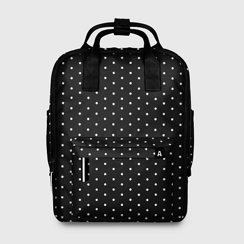 Женский рюкзак Чёрный в белый горошек / 3D-принт – фото 1