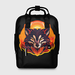 Рюкзак женский Волк на черном фоне, цвет: 3D-принт