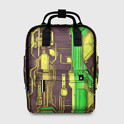 Рюкзак женский Кибер схемы ксилотно-зелёные, цвет: 3D-принт