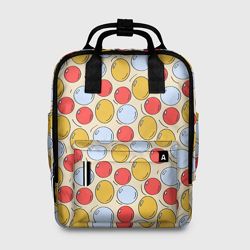 Женский рюкзак Красные, желтые и голубые пузыри / 3D-принт – фото 1