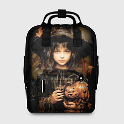 Рюкзак женский Маленькая ведьма с тыквами, цвет: 3D-принт