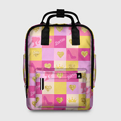 Рюкзак женский Барби: желтые и розовые квадраты паттерн, цвет: 3D-принт