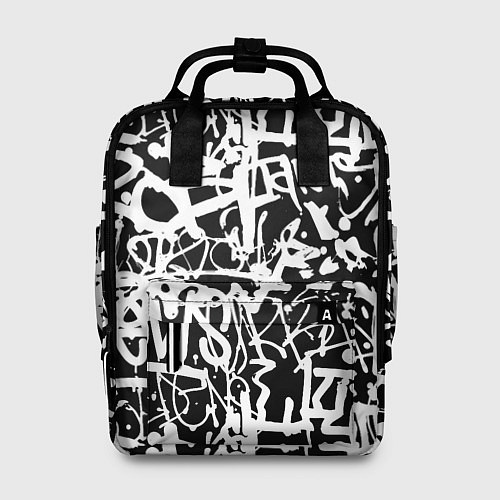 Женский рюкзак Граффити черно-белый паттерн / 3D-принт – фото 1