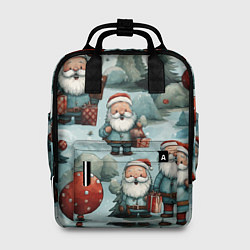 Рюкзак женский Рождественский узор с Санта Клаусами, цвет: 3D-принт