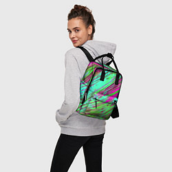 Рюкзак женский Разноцветные брызги зелёные и розовые, цвет: 3D-принт — фото 2