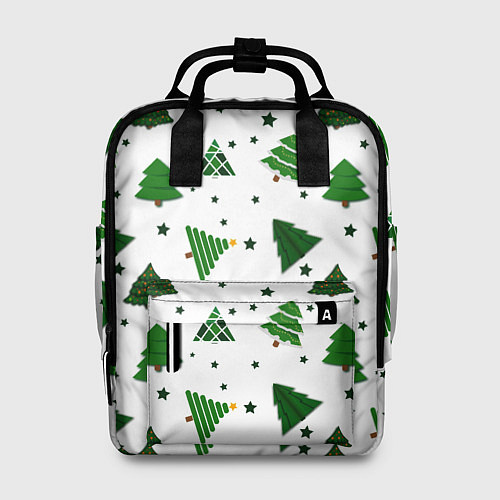 Женский рюкзак Узор с зелеными елочками / 3D-принт – фото 1