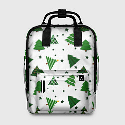Рюкзак женский Узор с зелеными елочками, цвет: 3D-принт