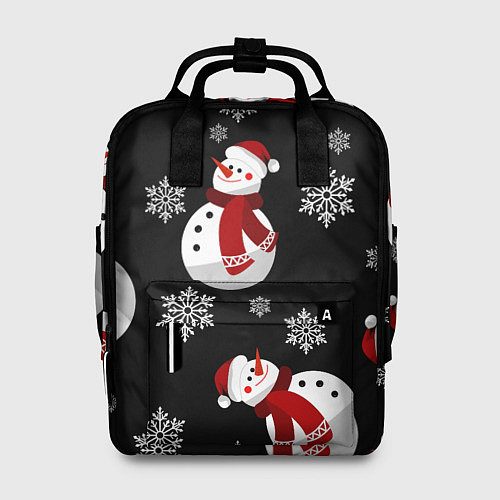 Женский рюкзак Снеговички в зимних шапочках со снежинками / 3D-принт – фото 1