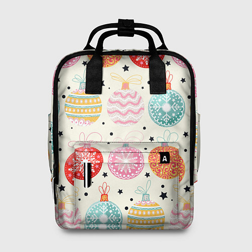 Женский рюкзак Разноцветные новогодние шары / 3D-принт – фото 1