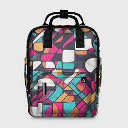 Рюкзак женский Разноцветные ретро фигуры, цвет: 3D-принт