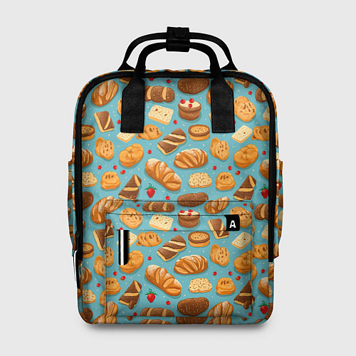 Женский рюкзак Хлебобулочные изделия паттерн / 3D-принт – фото 1