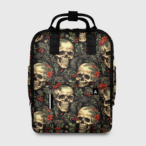 Женский рюкзак Череп рябина шишки и хвойные ветки / 3D-принт – фото 1
