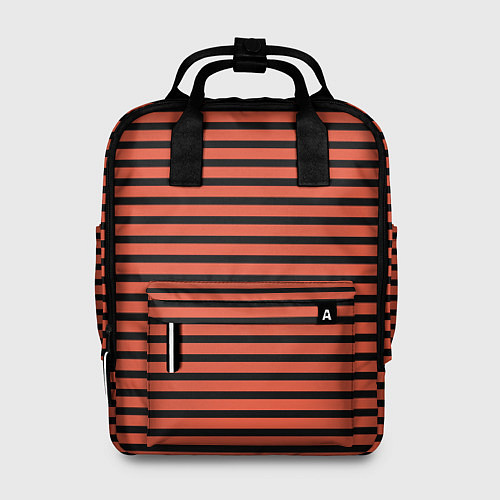 Женский рюкзак Полосатый красно-оранжевый и чёрный / 3D-принт – фото 1