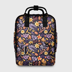 Рюкзак женский Паттерн из листочков и цветочков, цвет: 3D-принт